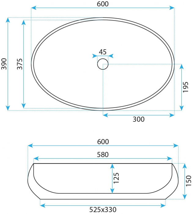 Lavoar 3D haxagon, pentru blat REA Maya 60 cm [6]