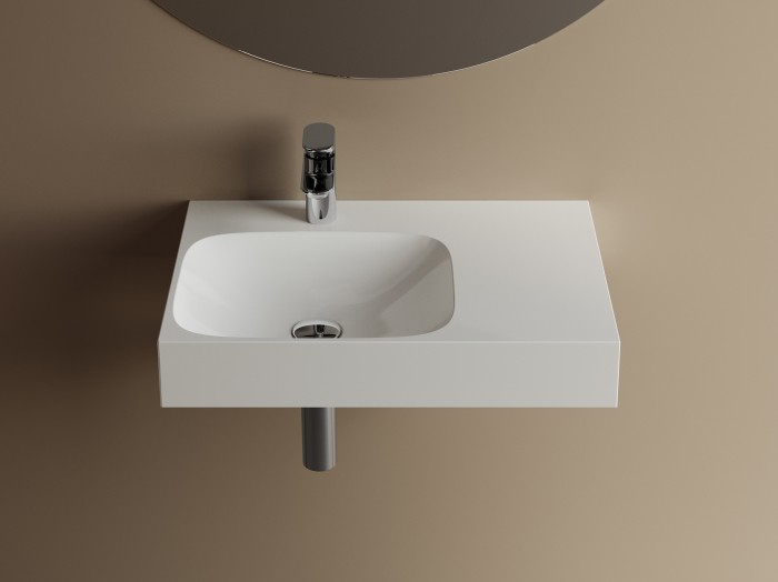Lavoar suspendat, din compozit, 60x40x10.2 cm, alb lucios, Foglia Titan