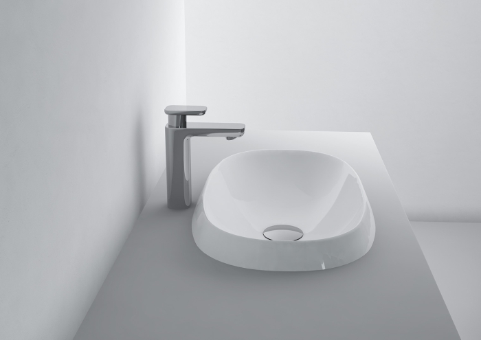 Lavoar pe blat, din compozit lucios, oval, 50 x 32 cm, Foglia Olivia [2]