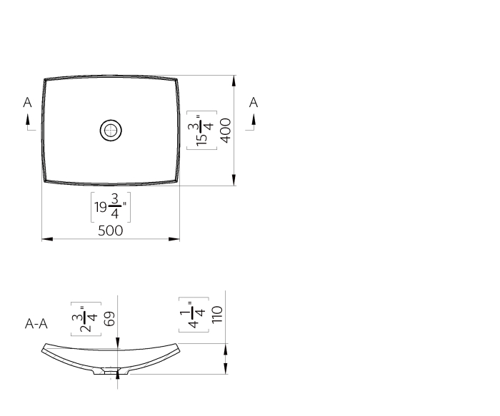 Lavoar pe blat Foglia Natura din compozit, alb lucios, dreptunghiular, 50 x 40 cm [2]