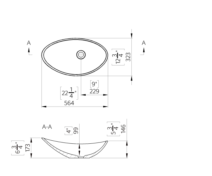 Lavoar pe blat din compozit, 56 x 32 cm, alb lucios, oval,  Foglia Grace [2]