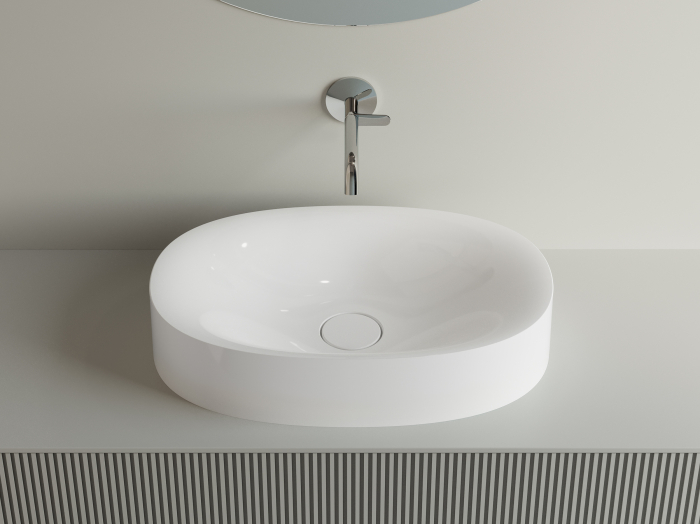 Lavoar pe blat, din compozit lucios, oval, 40.4x60.4x12.1 cm, Foglia Soho