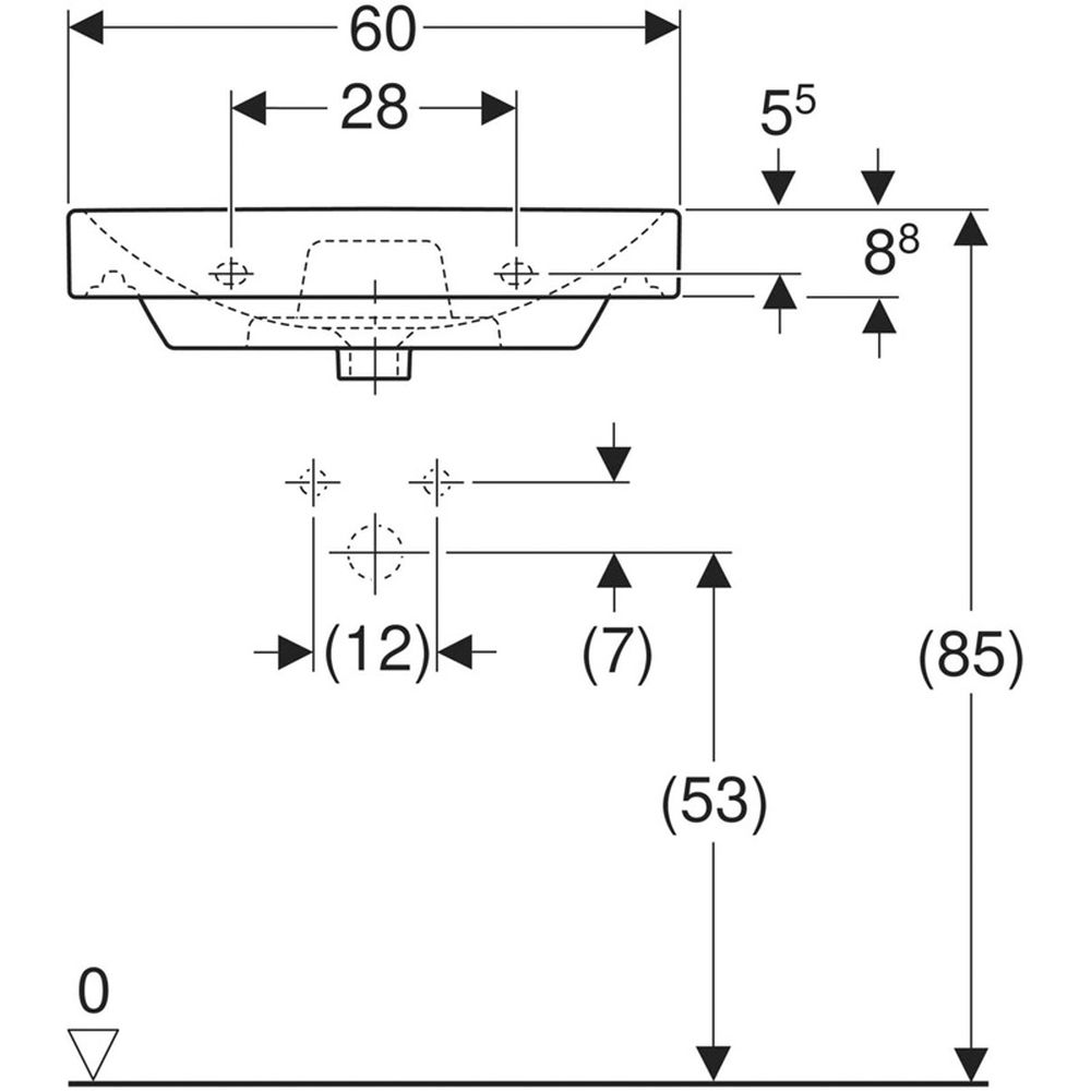 Lavoar baie suspendat alb 60 cm, dreptunghiular, Geberit Smyle Square [5]