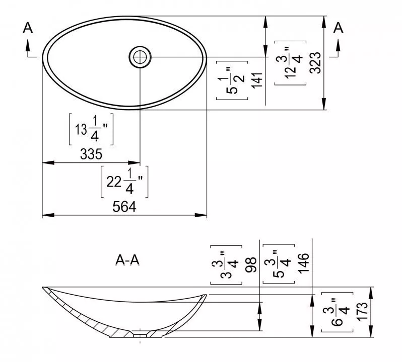 Lavoar asimetric, alb lucios, montaj pe blat, compozit, 56x32 cm, Marmite Atena [3]