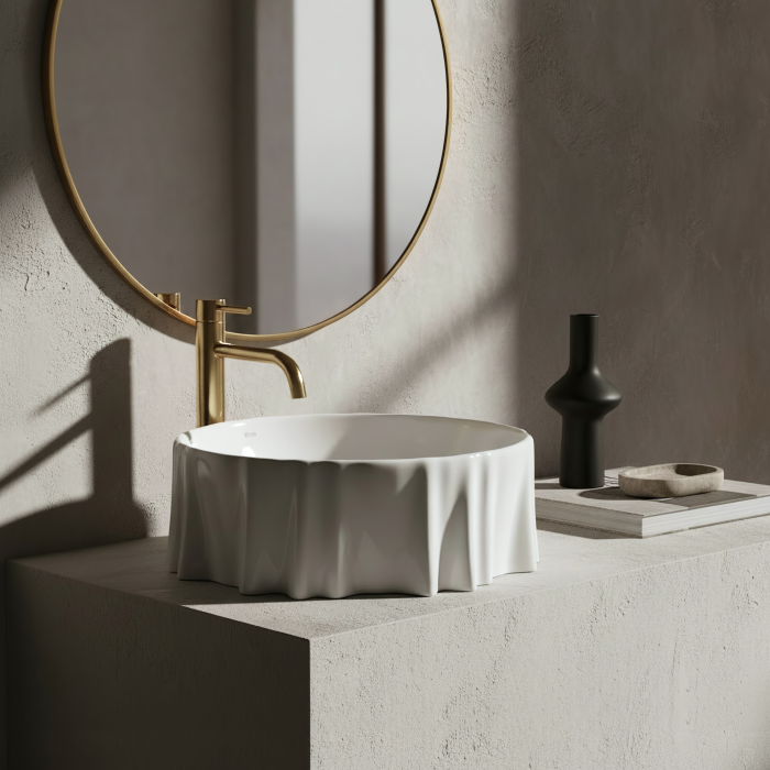 Lavoar baie 42 cm, alb lucios, rotund, Rea Anastazja [7]