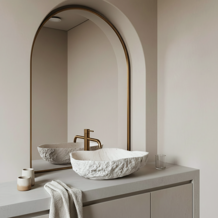 Lavoar baie 49x37 cm, asimetric, imitatie piatra, Rea Isla Shiro [4]