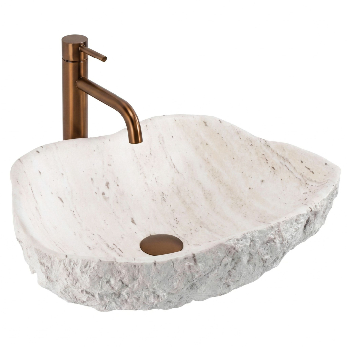 Lavoar baie 49x37 cm, asimetric, imitatie piatra, Rea Isla Shiro [10]