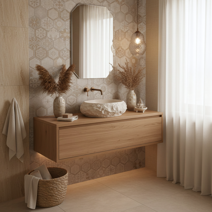 Lavoar baie 50x38 cm, oval, imitatie piatra, Rea Mika [6]