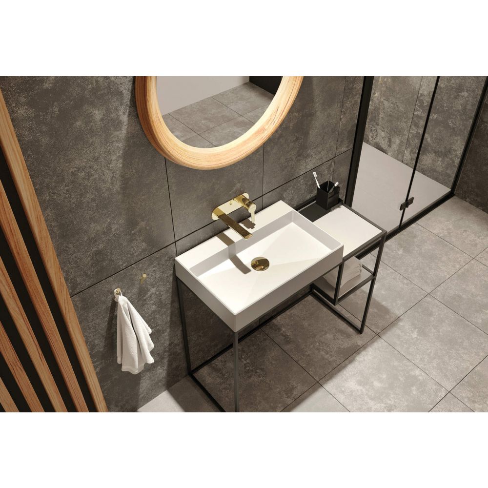 Lavoar pe blat alb mat din compozit 60 cm, dreptunghiular, Deante Correo [4]