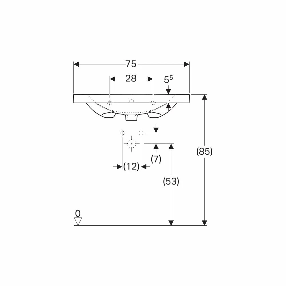 Lavoar baie incastrat alb 75 cm Geberit Acanto [4]