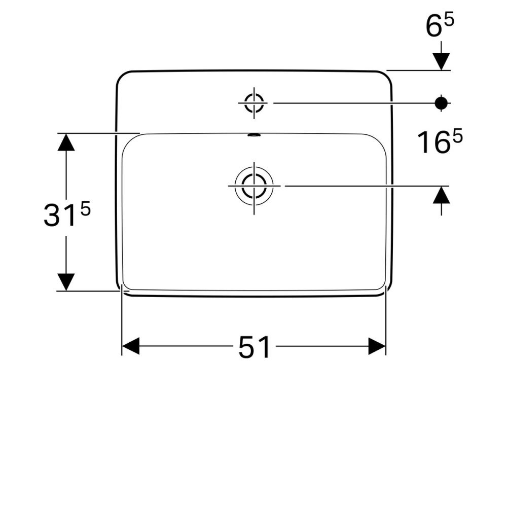 Lavoar baie incastrat alb 55 cm, dreptunghiular, cu orificiu baterie, Geberit VariForm [2]