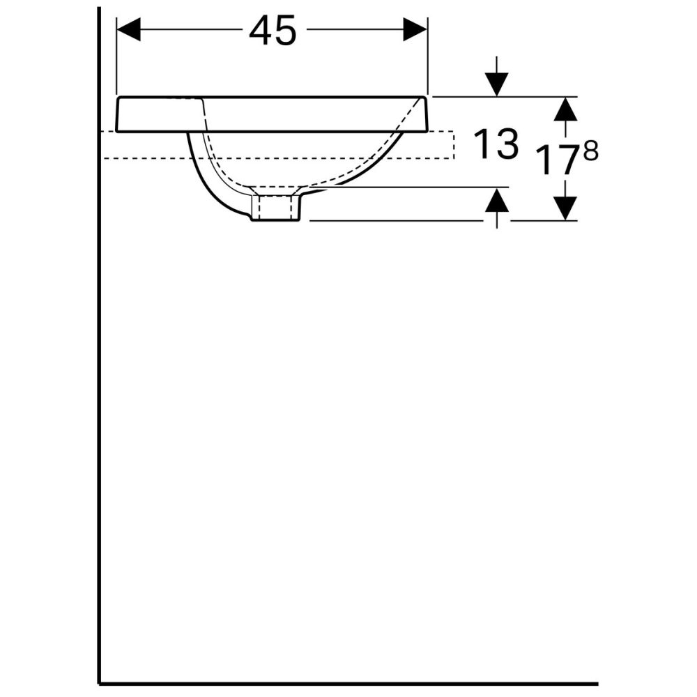 Lavoar baie incastrat alb 55 cm, dreptunghiular, cu orificiu baterie, Geberit VariForm [4]
