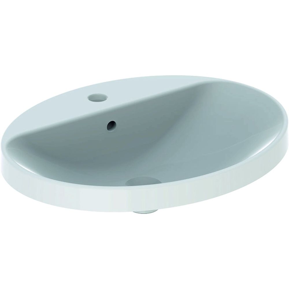 Lavoar baie incastrat alb 60 cm, oval, cu orificiu baterie, Geberit VariForm