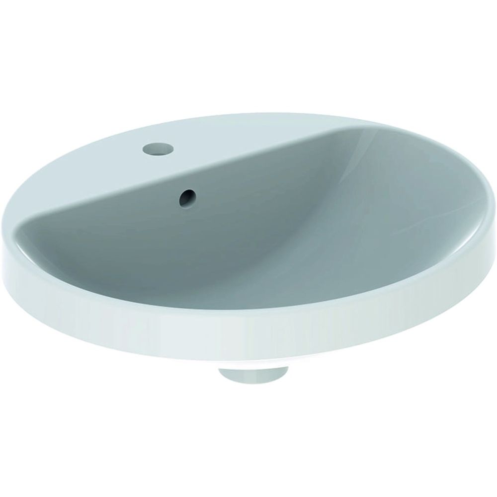 Lavoar baie incastrat alb 50 cm, oval, cu orificiu baterie, Geberit VariForm