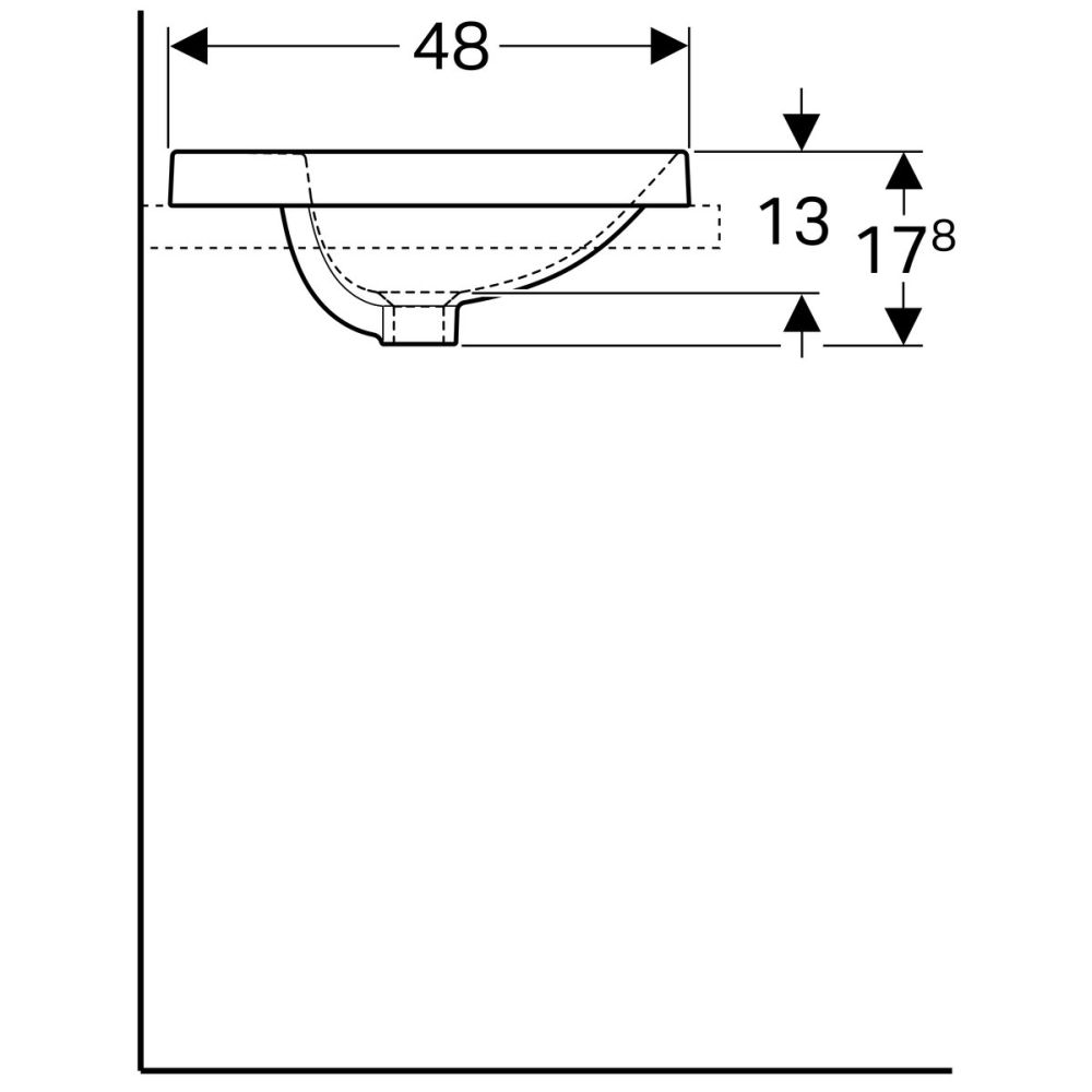 Lavoar baie incastrat alb 60 cm, oval, cu orificiu baterie, Geberit VariForm [4]