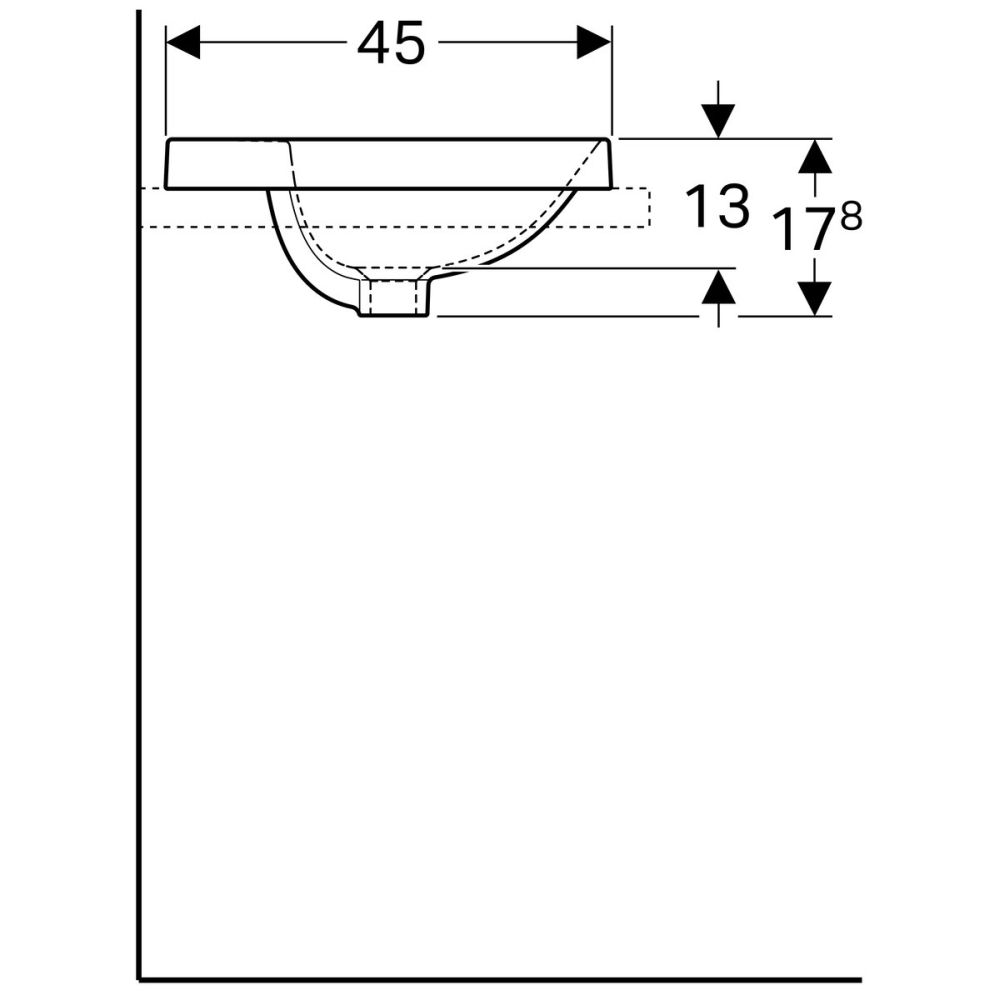 Lavoar baie incastrat alb 60 cm, oval, cu orificiu baterie, Geberit Variform Eliptic [4]