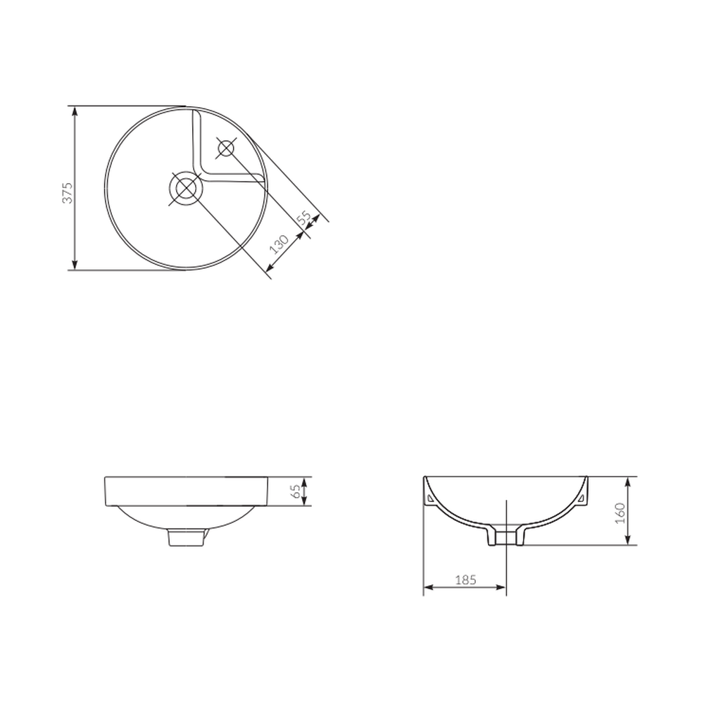 Lavoar incastrat alb 38 cm, rotund, Cersanit Crea [3]