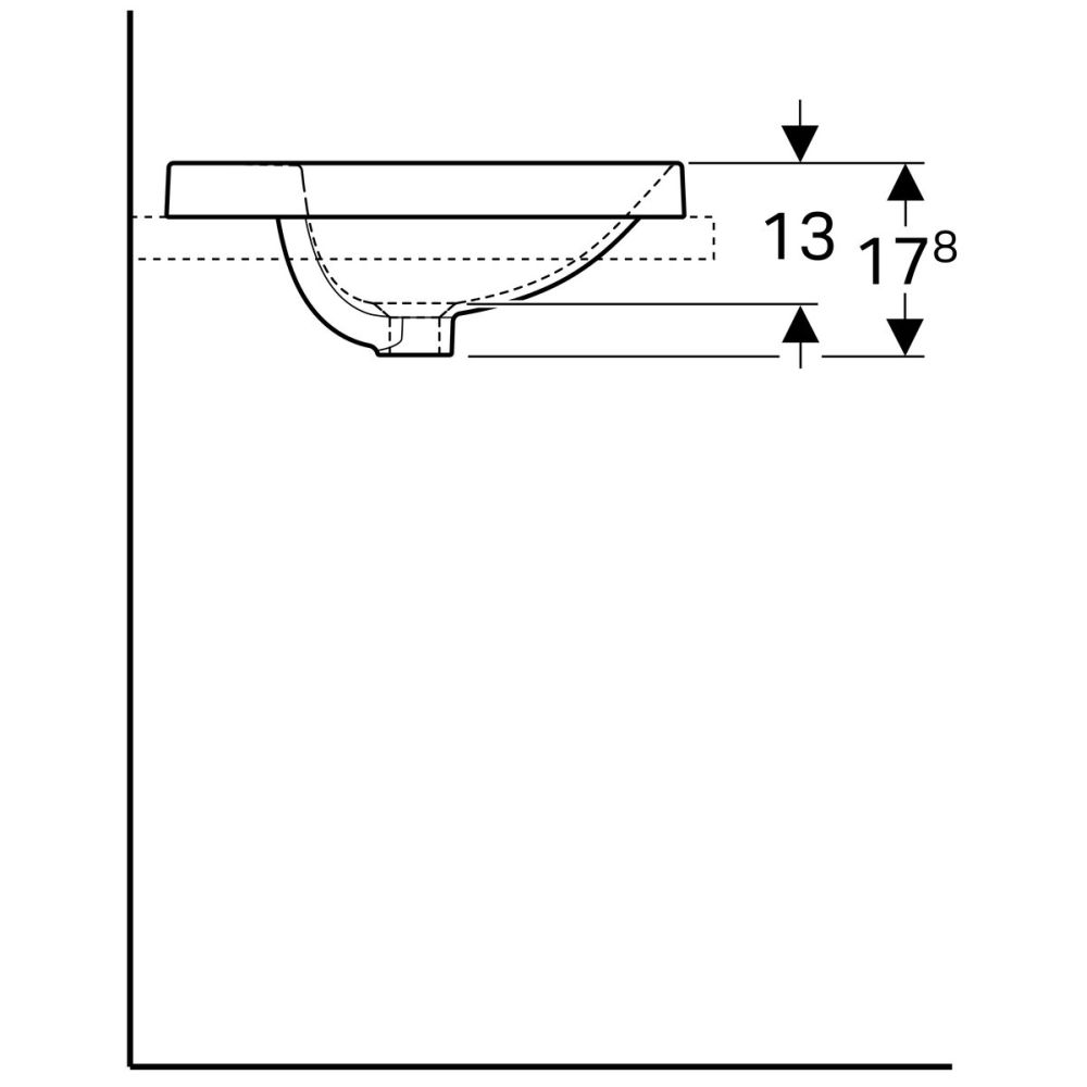 Lavoar baie incastrat alb 48 cm, rotund, cu orificiu baterie, Geberit VariForm [4]