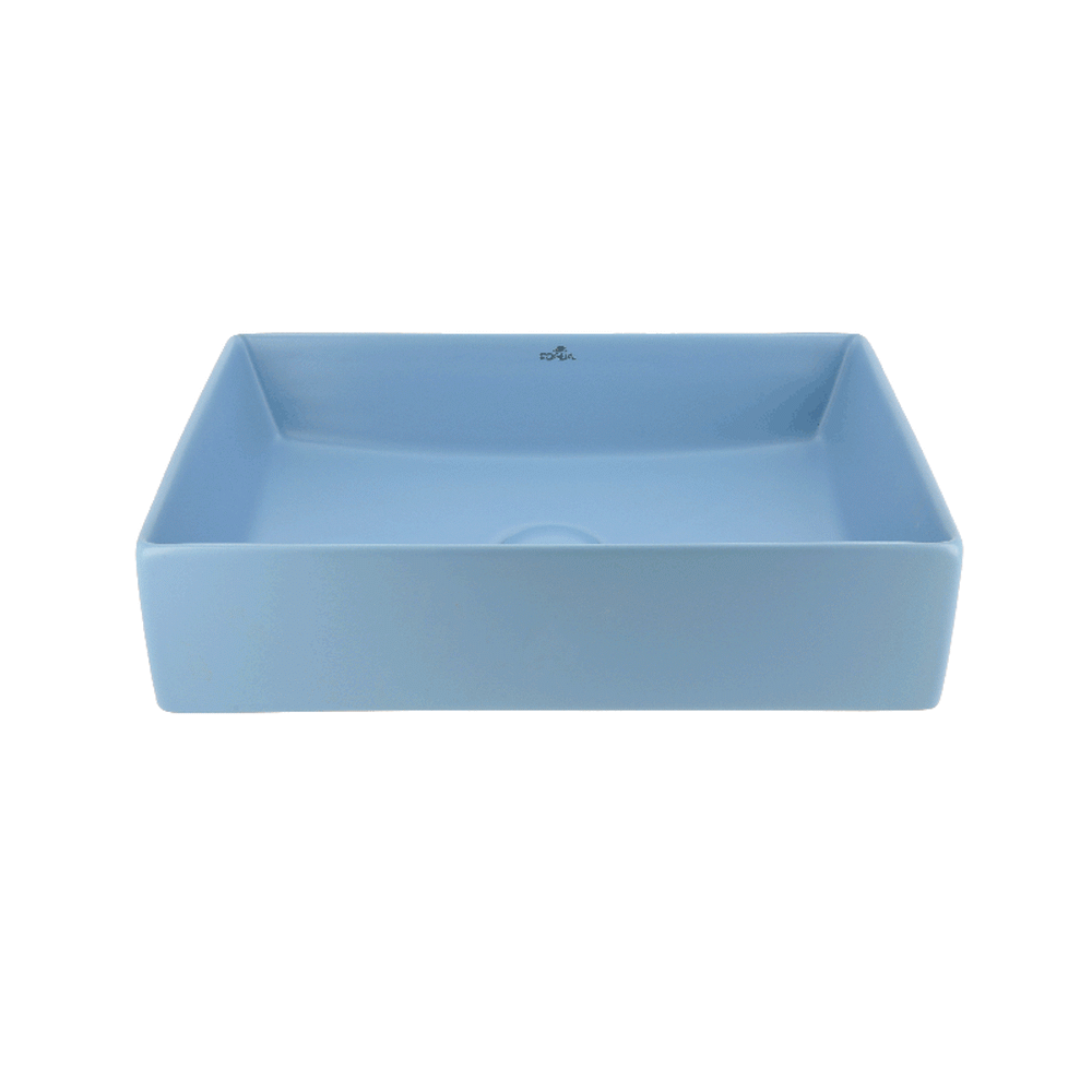 Lavoar baie dreptunghiular pe blat, albastru mat, ventil inclus, Foglia, Color [3]
