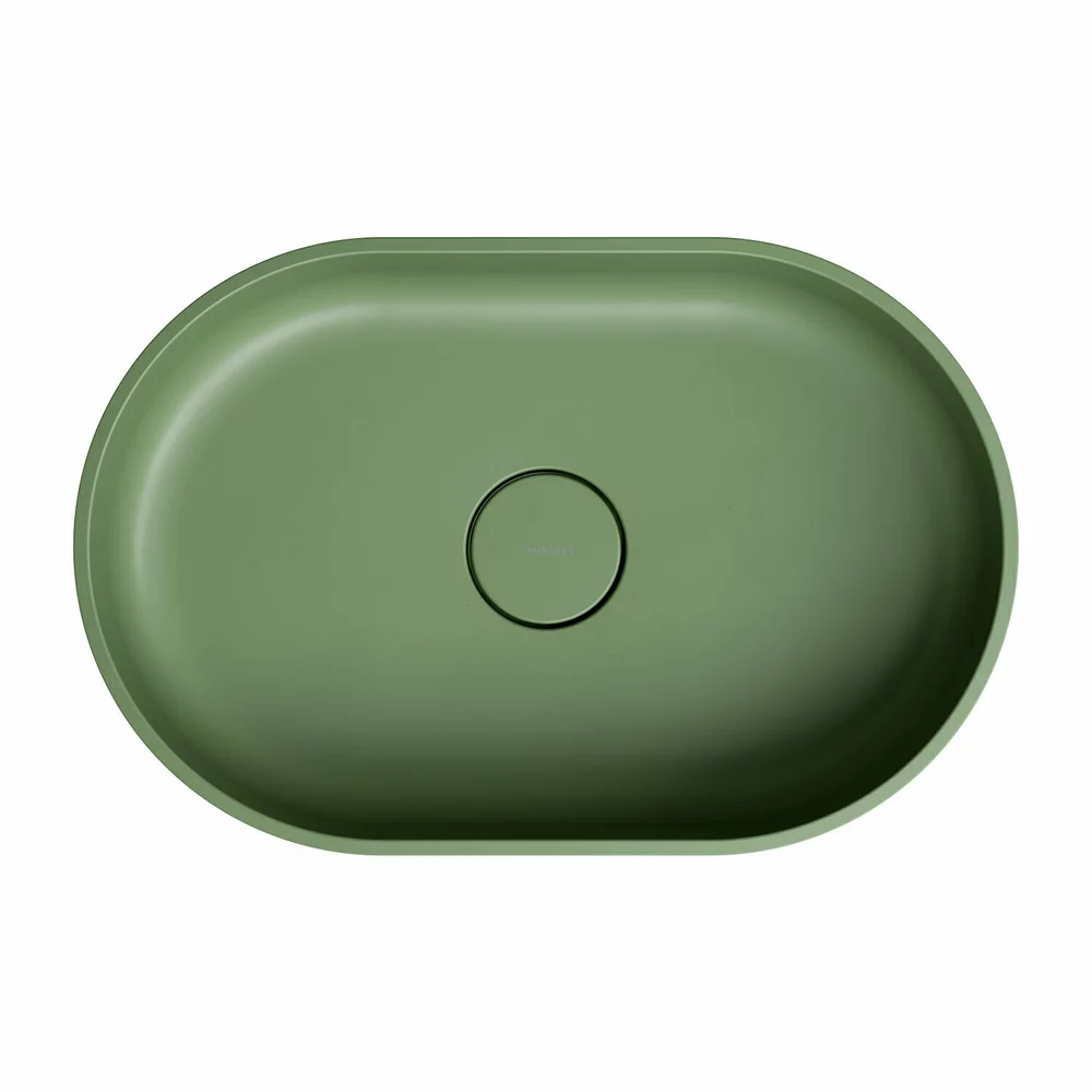 Lavoar OMNIRES Ovo M+ cu montare pe blat, 55x36 cm, compozit, verde mat [2]