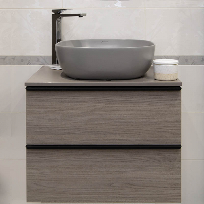 Lavoar baie patrat pe blat, gri mat, 42 cm, Fluminia Calio [4]