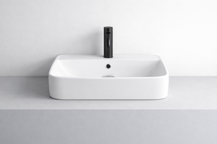 Lavoar baie pe blat, alb lucios, dreptunghiular, cu orificiu baterie Foglia Golar [2]