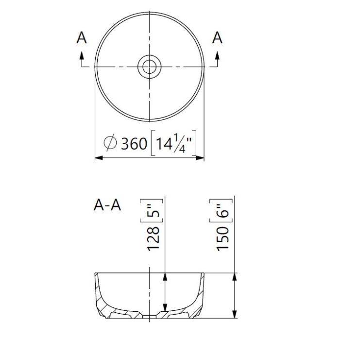 Lavoar baie compozit pe blat, alb, rotund, Foglia Rondo Z [2]