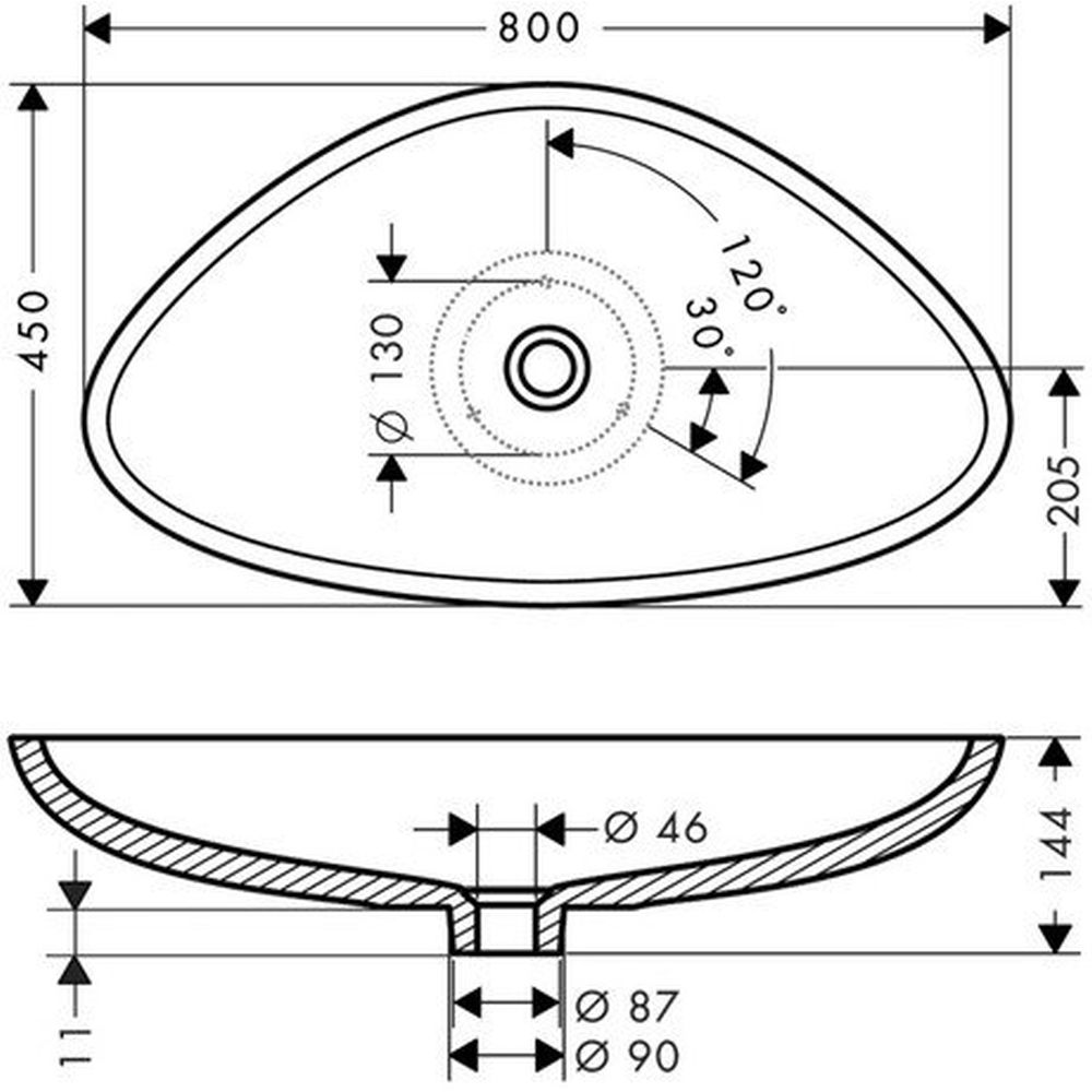 Lavoar baie pe blat alb 80 cm, asimetric, Hansgrohe Axor Massaud [2]