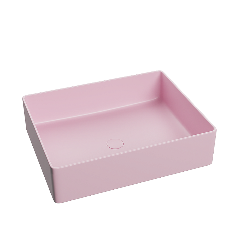 Lavoar baie dreptunghiular pe blat, roz mat, Foglia, Color [2]