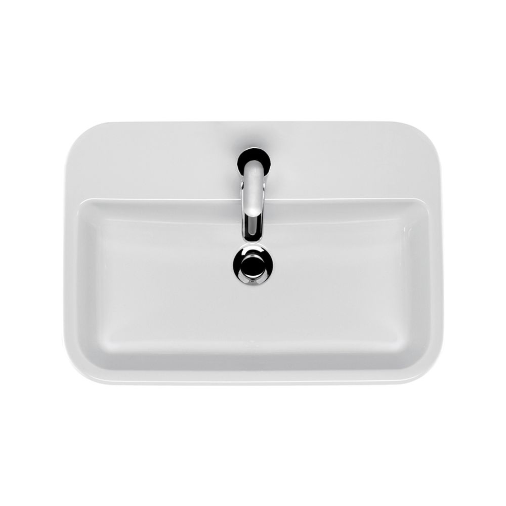 Lavoar pe blat alb lucios 60 cm, dreptunghiular, Cersanit Caspia [2]