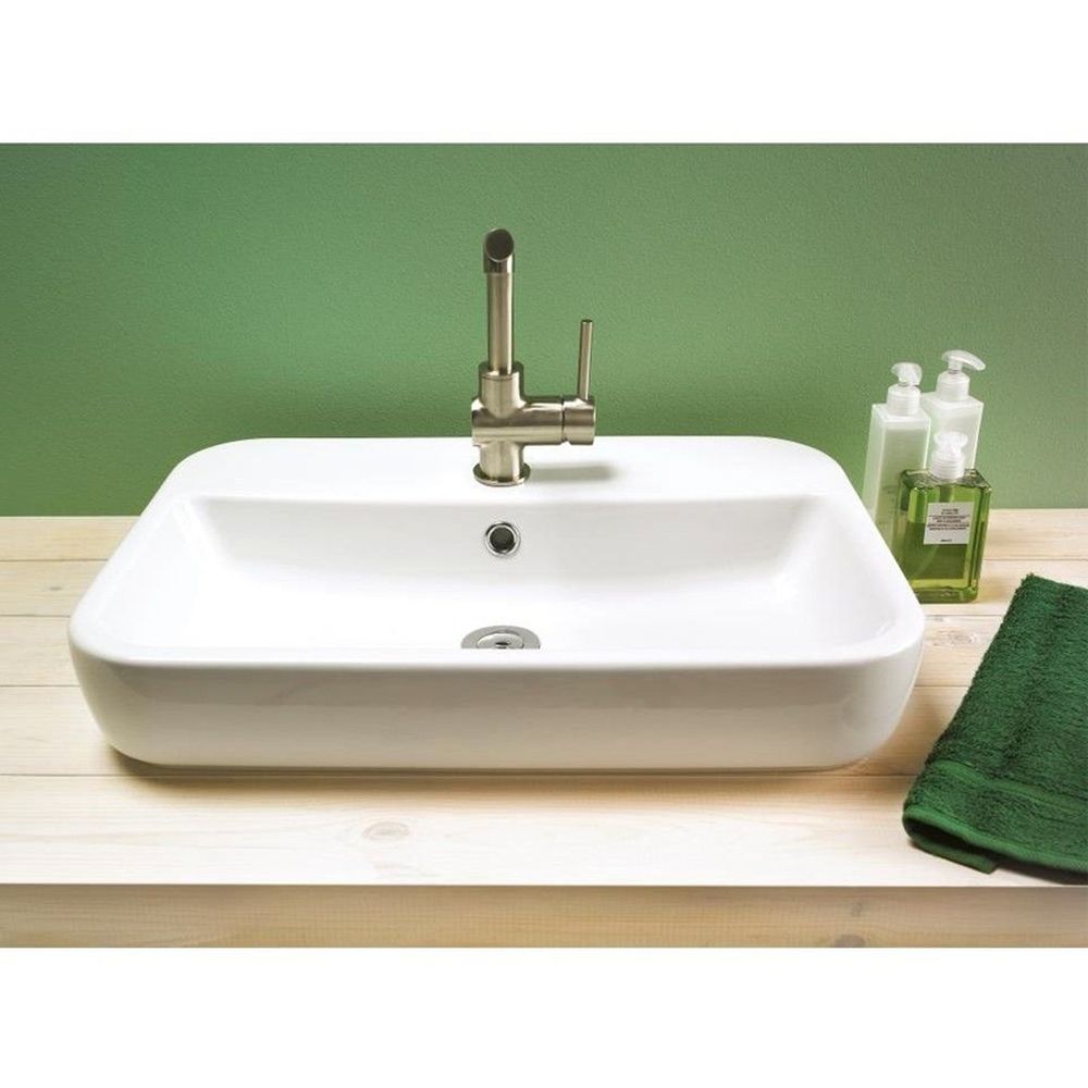 Lavoar pe blat alb lucios 60 cm, dreptunghiular, Cersanit Caspia [3]