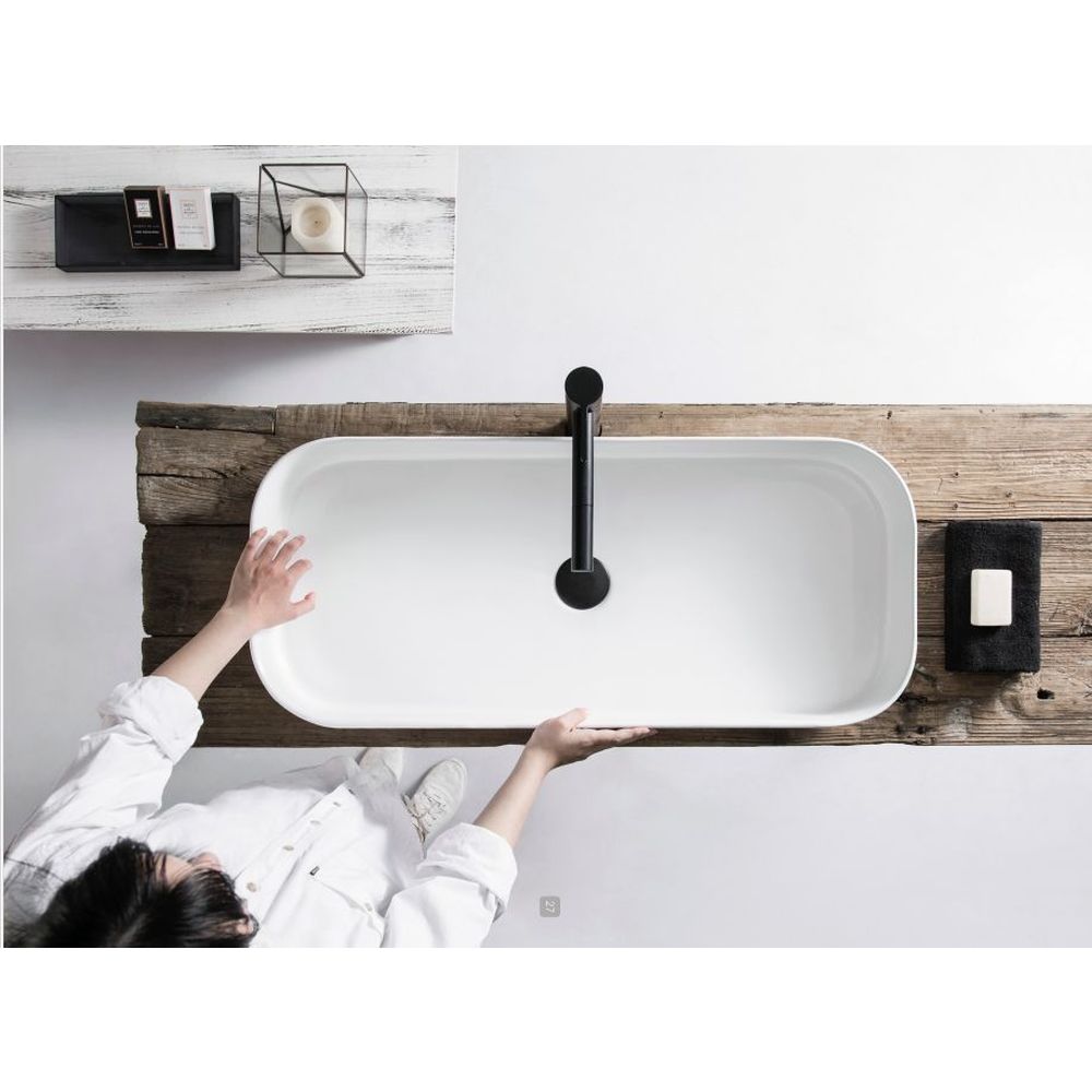 Lavoar pe blat alb lucios 85 cm, dreptunghiular, Fluminia Capri [6]