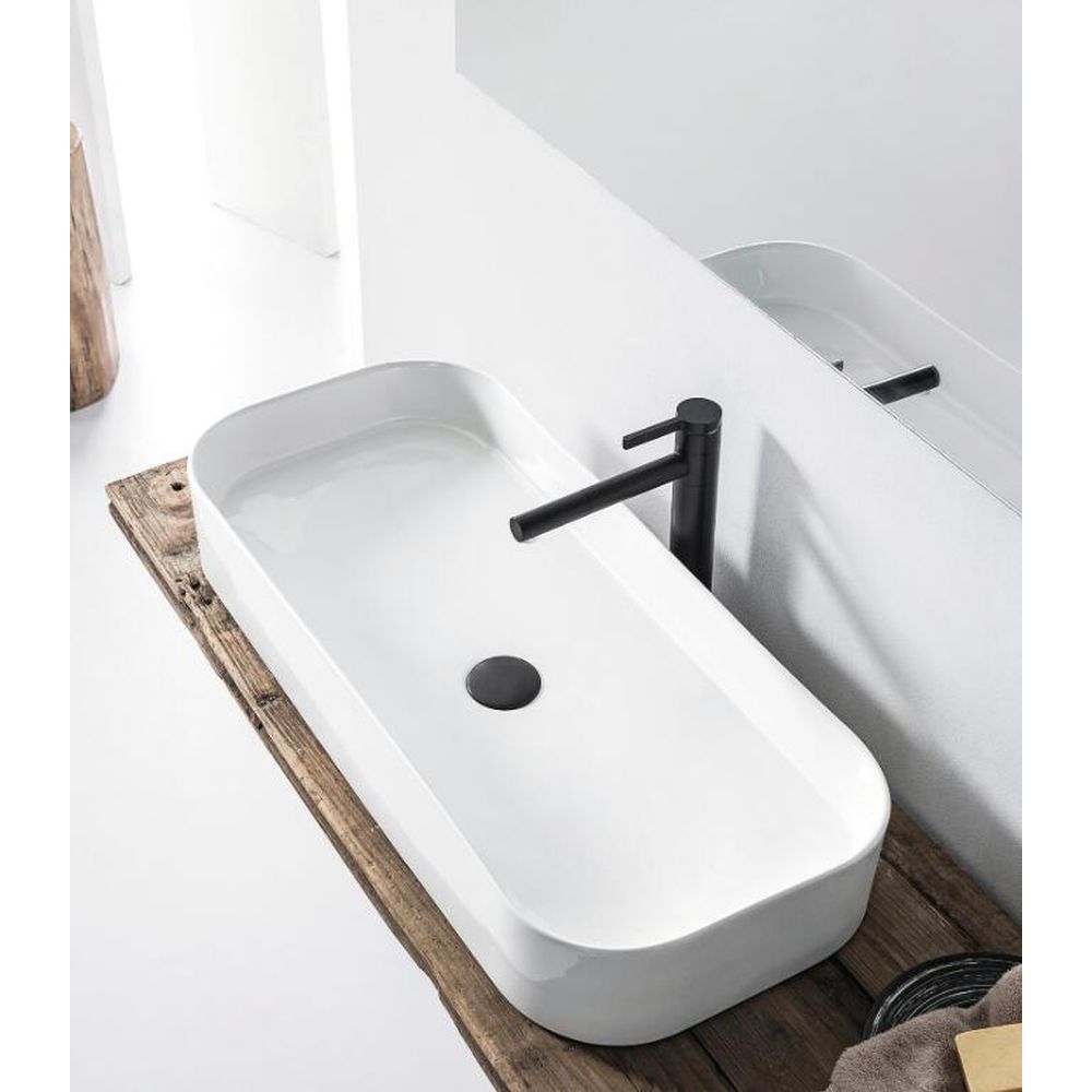 Lavoar pe blat alb lucios 85 cm, dreptunghiular, Fluminia Capri [5]