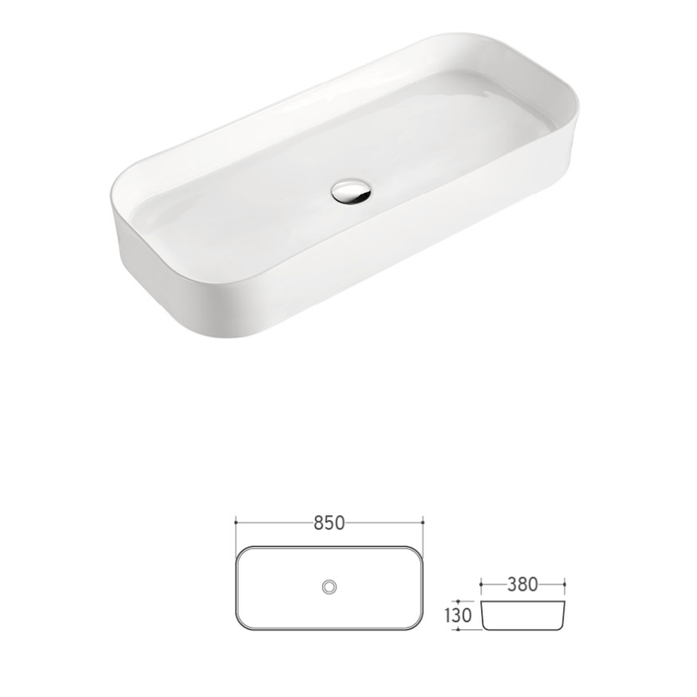Lavoar pe blat alb lucios 85 cm, dreptunghiular, Fluminia Capri [7]