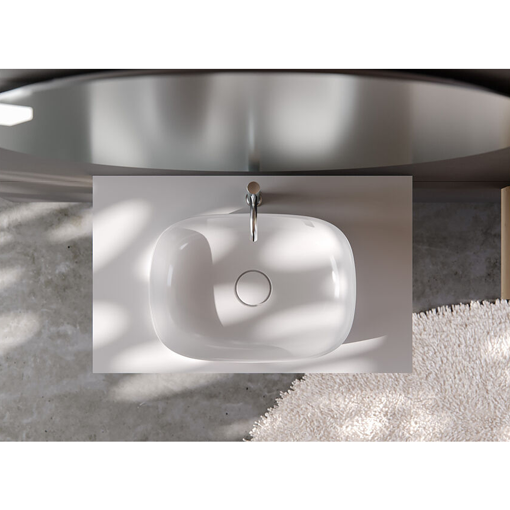 Lavoar baie pe blat din compozit alb 50 cm, ventil inclus, Kolpasan Alexis Lux [2]