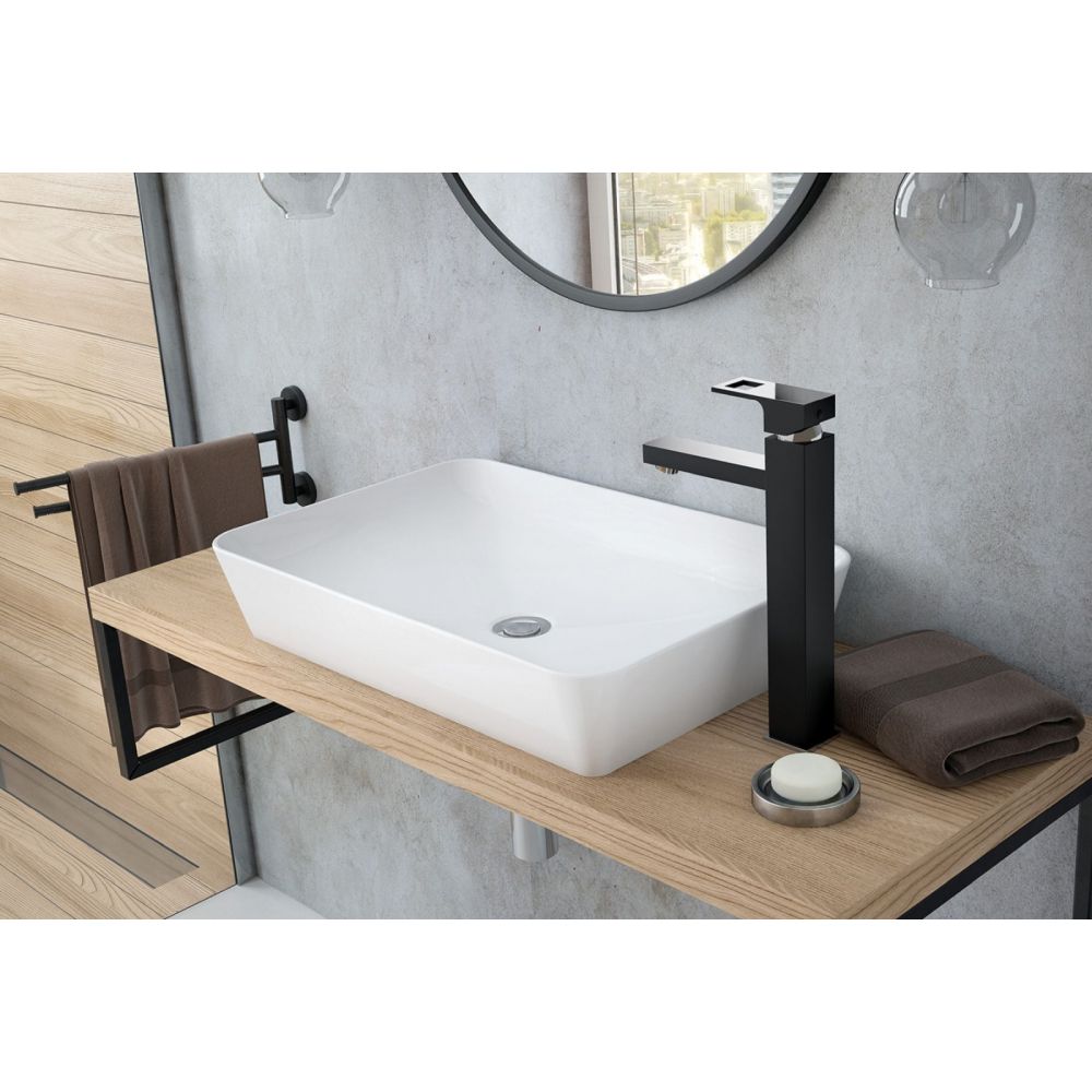 Lavoar pe blat alb lucios 60 cm, dreptunghiular, Deante Tess [3]