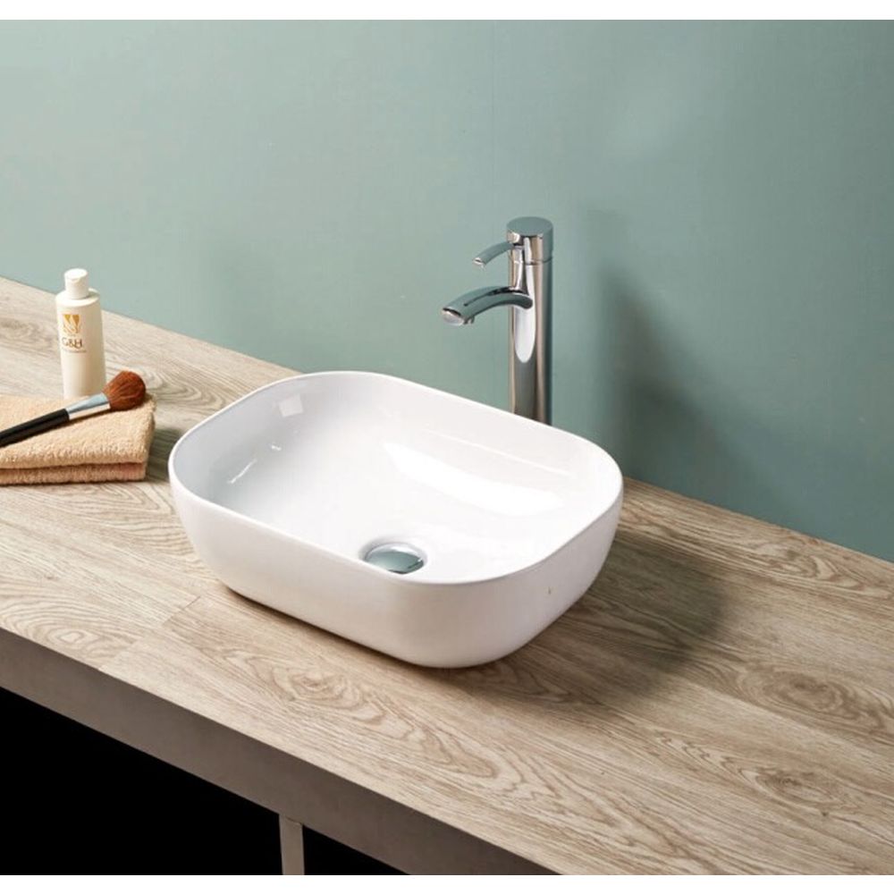 Lavoar pe blat alb lucios 49 cm, dreptunghiular, Fluminia Fides [4]