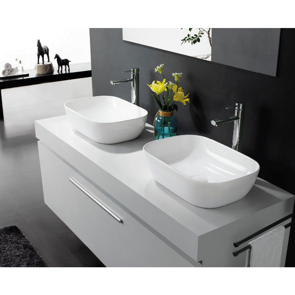 Lavoar pe blat alb lucios 49 cm, dreptunghiular, Fluminia Fides [5]
