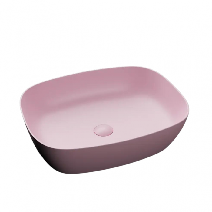 Set lavoar baie pe blat, roz mat, Bristol Foglia, baterie crom lucios inalta si oglinda cu rama aurie, cu iluminare LED si dezaburire [2]