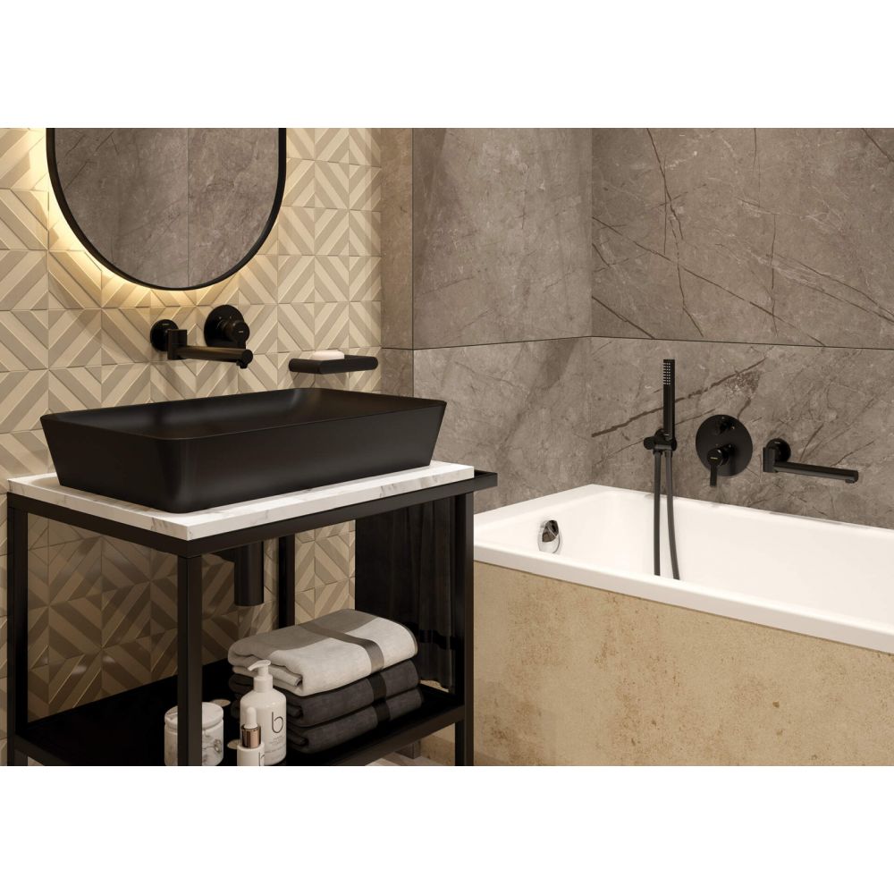 Lavoar pe blat negru mat 60 cm, dreptunghiular, Deante Tess [5]