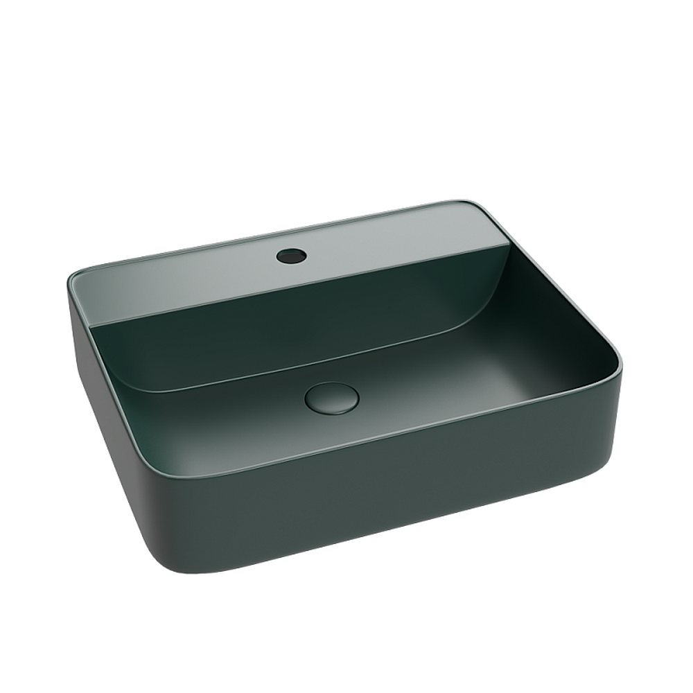 Set lavoar baie pe blat, verde inchis mat cu orificiu baterie ,Foglia Golar, plus baterie negru mat, Ferro Stratos [2]
