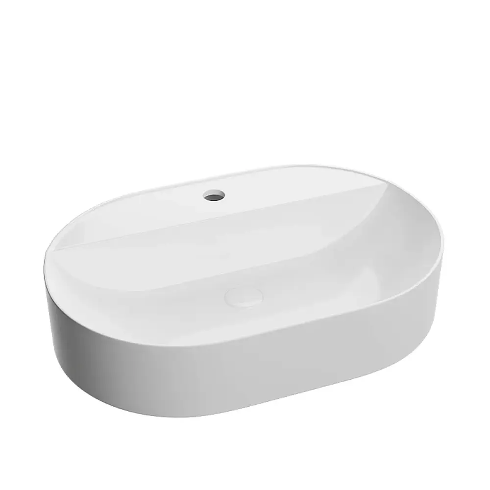 Set lavoar baie pe blat cu orificiu baterie, Foglia Maurice, baterie crom si oglinda rotunda cu iluminare LED si dezaburire [2]
