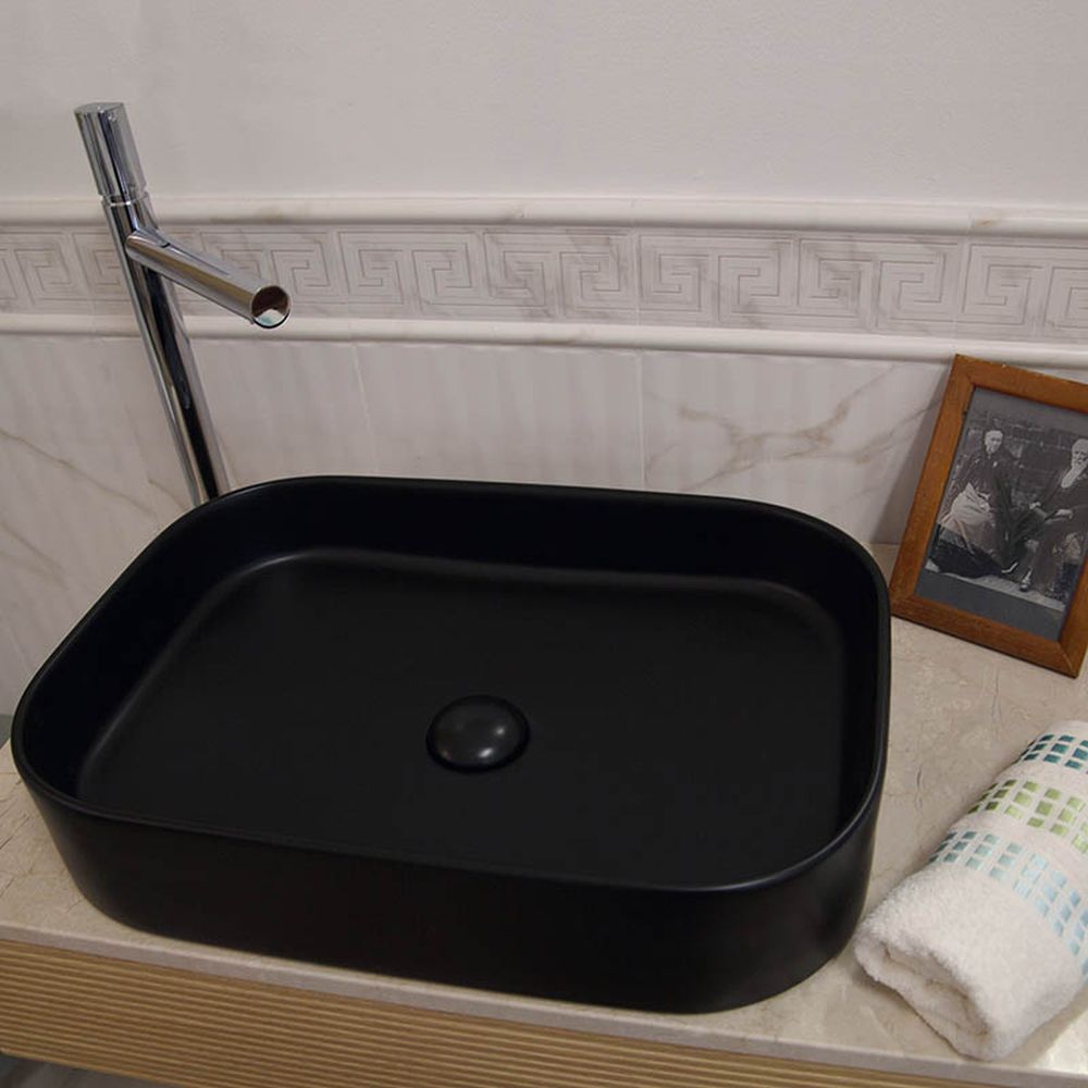 Lavoar baie pe blat negru mat 55 cm, dreptunghiular, Fluminia Capri [4]
