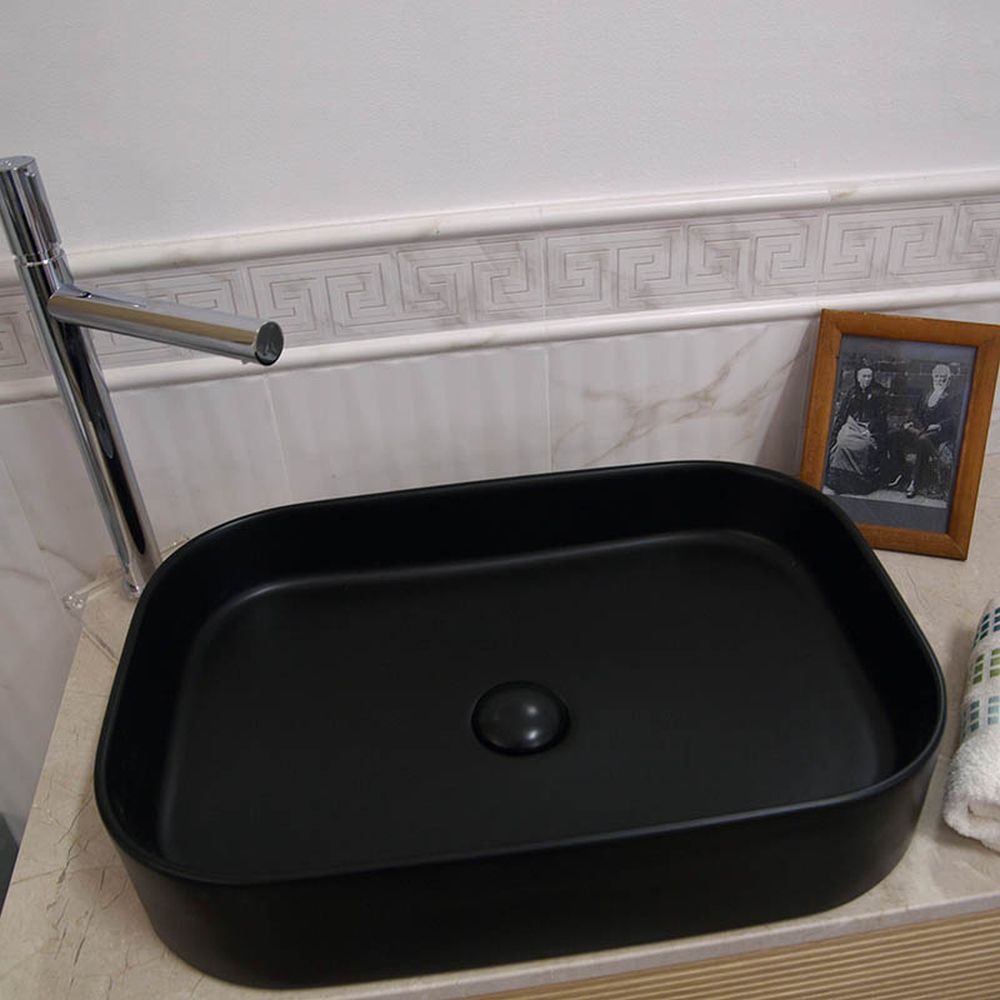 Lavoar baie pe blat negru mat 55 cm, dreptunghiular, Fluminia Capri [5]