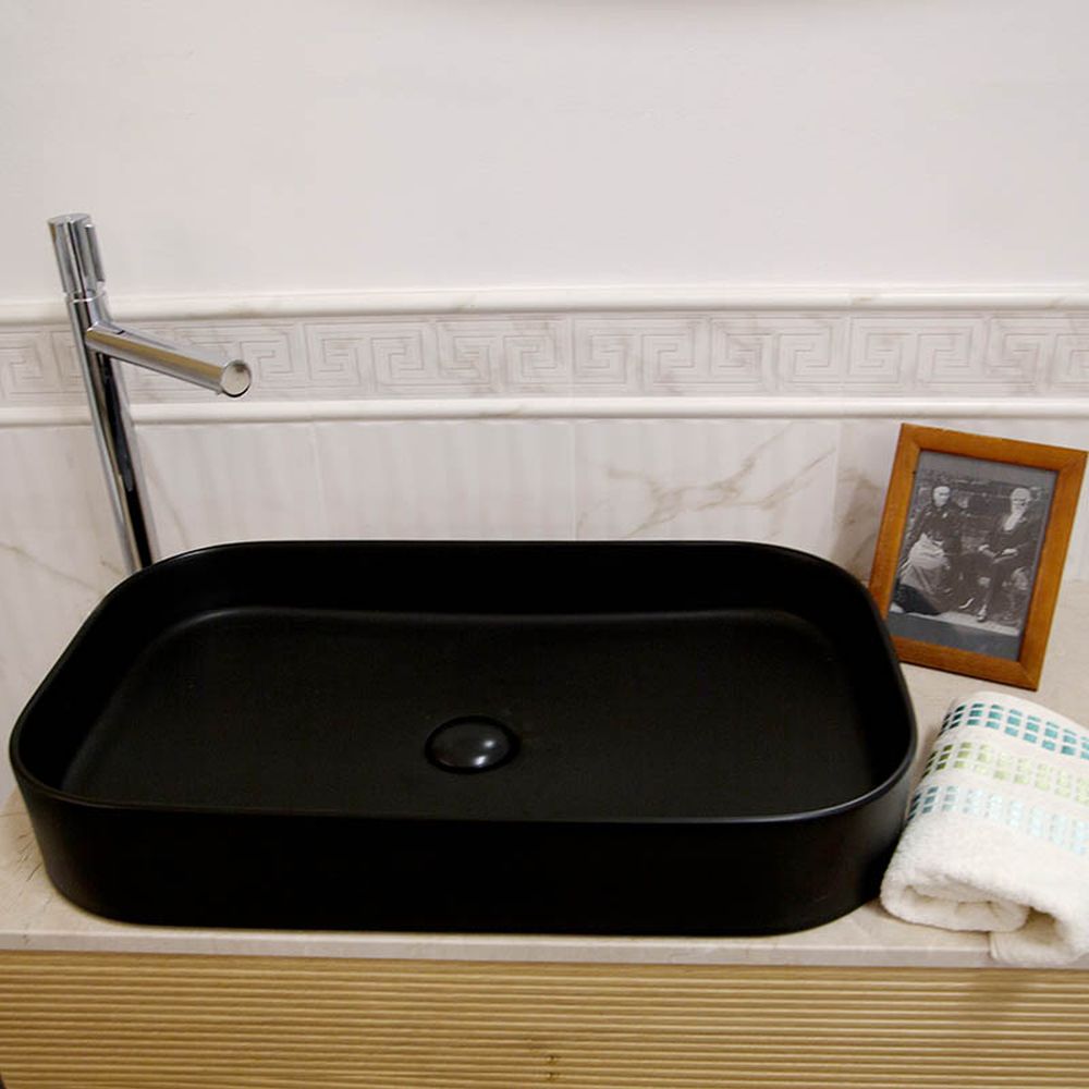 Lavoar baie pe blat negru mat 65 cm, dreptunghiular, Fluminia Capri [4]