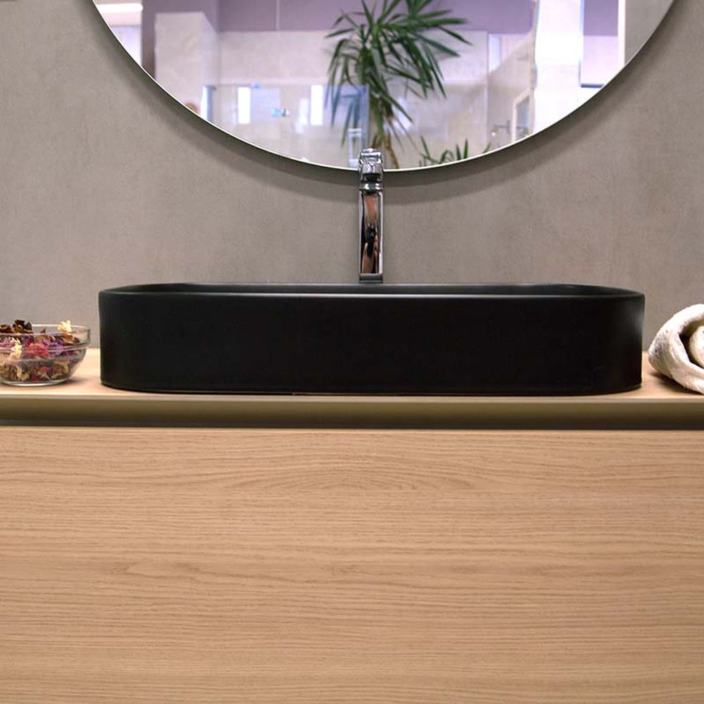 Lavoar baie pe blat negru mat 65 cm, dreptunghiular, Fluminia Capri [7]
