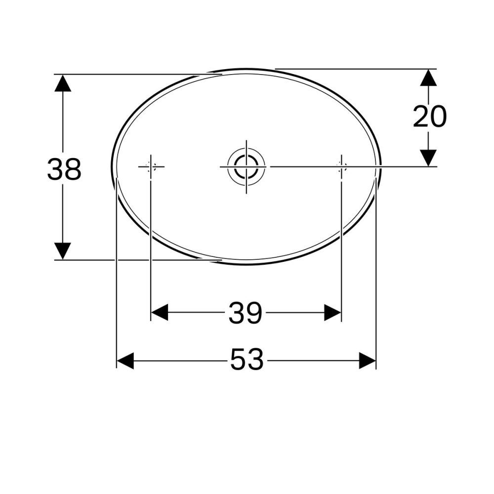 Lavoar baie pe blat alb 55 cm, oval, Geberit VariForm [2]