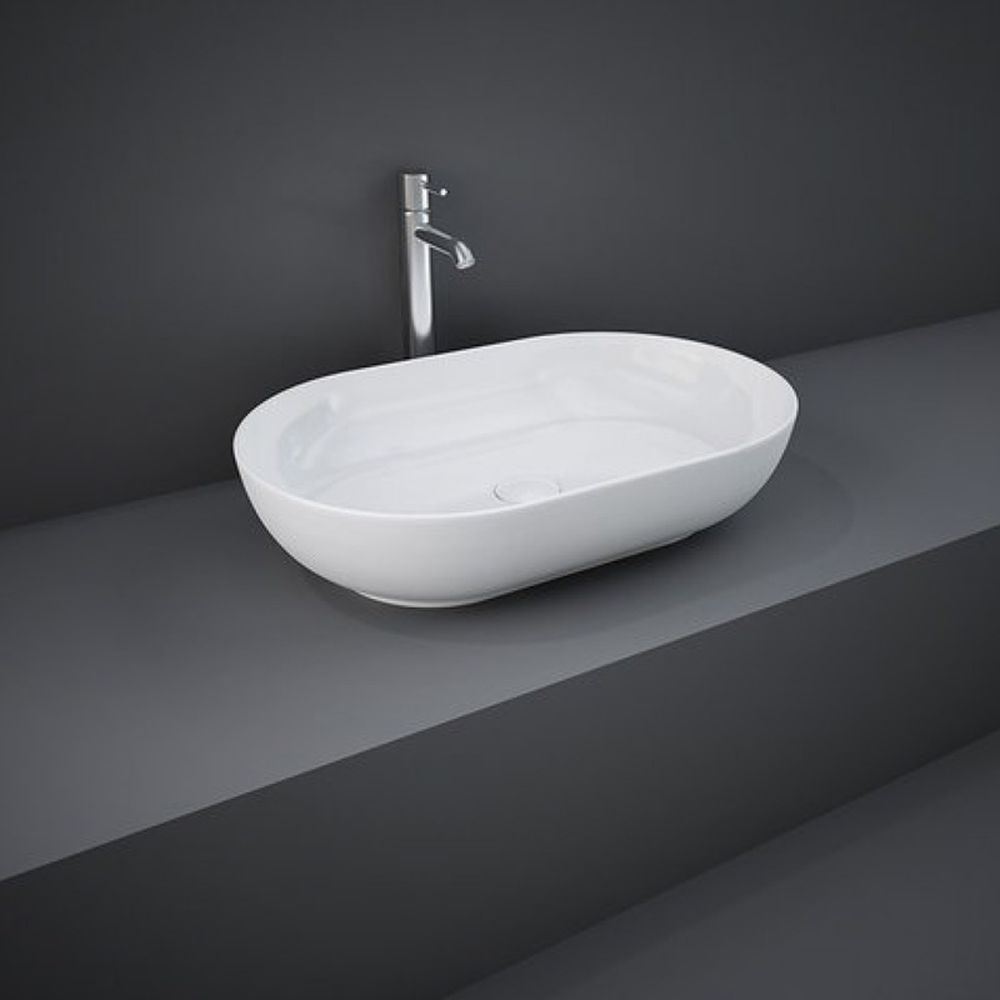 Lavoar baie pe blat alb lucios 55 cm, oval, Rak Feeling [2]