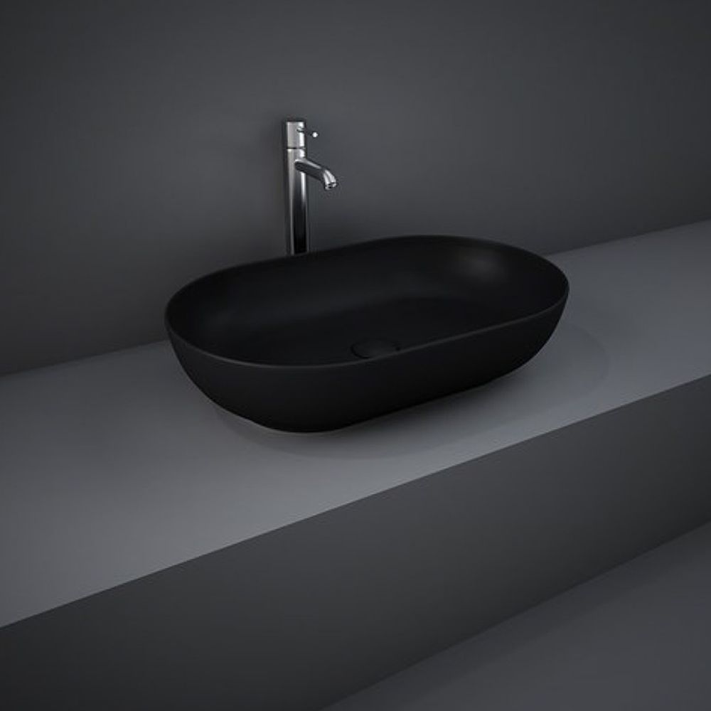 Lavoar baie pe blat negru mat 55 cm, oval, Rak Feeling [2]