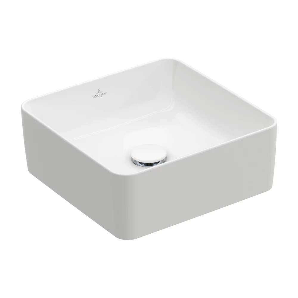 Lavoar baie pe blat patrat 38 cm, alb lucios, VilleroyBoch Collaro